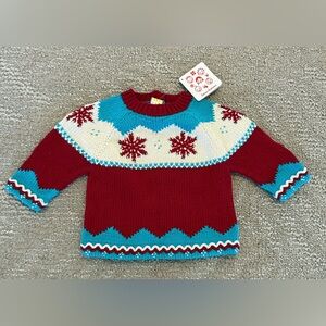 Hanna Andersson Baby Red and Blue Snowflake Sweater